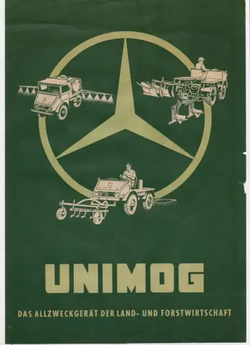 Unimog Das Allzweckgerät der Land und Forstwirtschaft Werbung Faltblatt