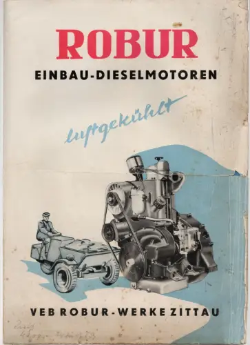 Prospekt Robur Einbau Dieselmotoren luftgekühlt Zittau 1957