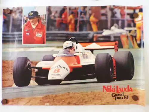 Altes Poster Niki Lauder Grand Prix F1 vintage 