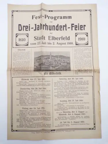 Fest Programm zur Drei Jahrhundert Feier der Stadt Elberfeld 1910