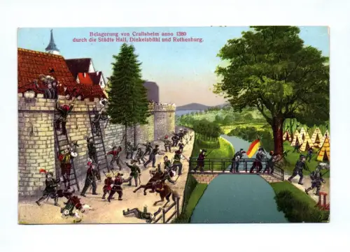 Künstler Ak Belagerung von Crailsheim Baden Württemberg