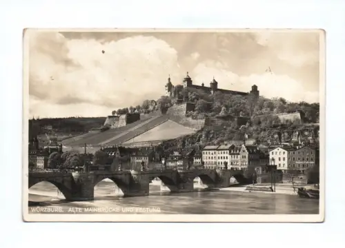 Foto Ak Würzburg Alte Mainbrücke und Festung 1928