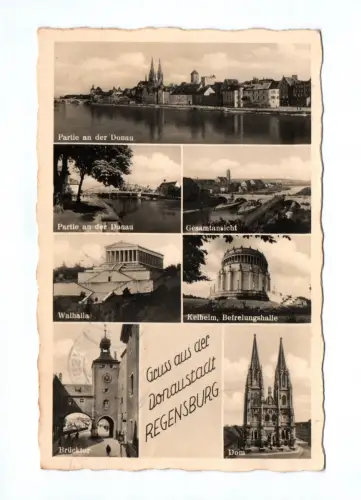 Ak Gruss aus der Donaustadt Regensburg 1937 Walhalla Kelheim Befreiungshalle