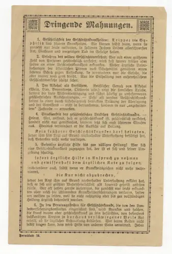 Flugblatt 1 Wk Soldaten Krankheiten Tripper Alkohol Geschlechtskranke 1 Wk WW1