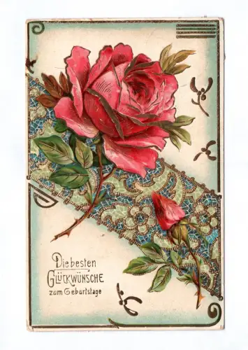 Künstler Ak goldgeprägt 1912 Die besten Glückwünsche zum Geburtstage Rose