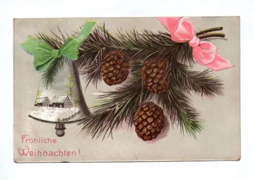 Künstler Ak Fröhliche Weihnachten Zweige Glocke 1913 geprägt