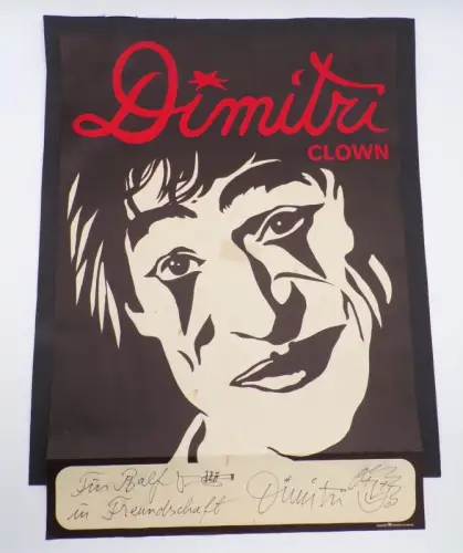 Altes Plakat Clown Dimitri mit Autogramm Vintage Zirkus 
