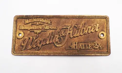 Altes Schild Negelin u Hübner Maschinenfabrik Eisengießerei Halle Saale um 1900