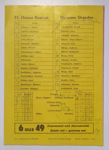 Fußball Programmheft 1981 FC Hansa Rostock - Dynamo Dresden