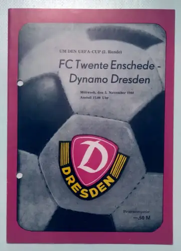 Fußball Programmheft 1980 FC Twente Enschede - Dynamo Dresden