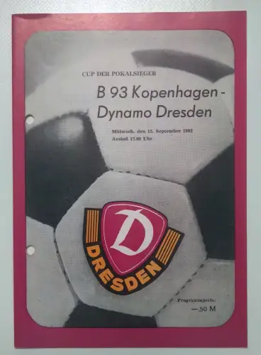 Fußball Programmheft B 93 Kopenhagen gegen Dynamo Dresden
