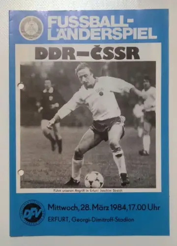 Fußball Programmheft Fußballländerspiel DDR - CSSR 1984