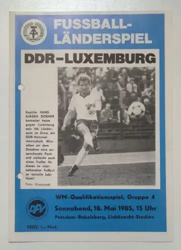 Fußball Programmheft Fußballländerspiel DDR - Luxemburg 1985