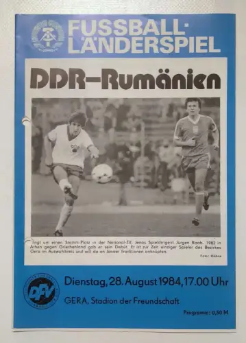 Fußball Programmheft Fußballländerspiel DDR - Rumänien 1984