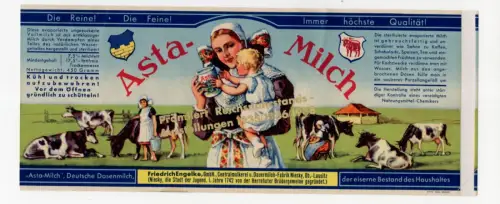 Etikett Astra Milch Reichsnährstand Ausstellung 1938 Engelke Niesky OL Litho