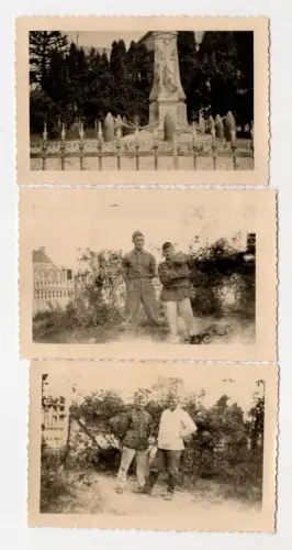 3 x Foto Saint-Mexant deutsche Soldaten 2 Wk WW2 Denkmal