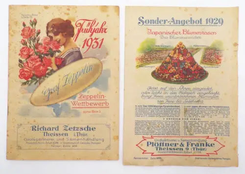 Katalog Richard Zetzsche Theissen Thüringen Saatgut Zeppelin 1929 bis 1931 