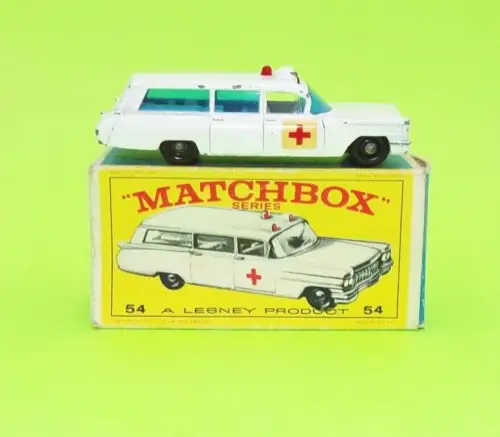 Old Matchbox Auto No 54 Cadillac Ambulance mit OVP