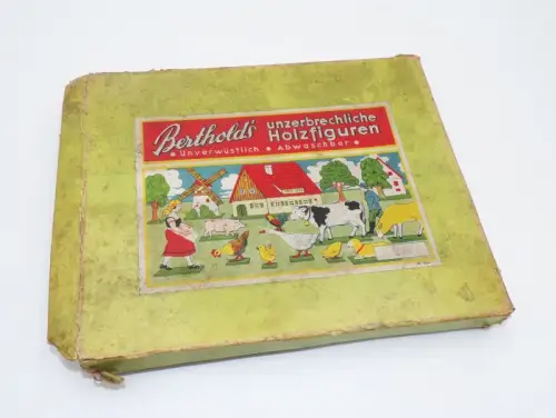 Berthold Holzfiguren Flachfiguren Taubenhaus Bauernhof Tiere OVP um 1930
