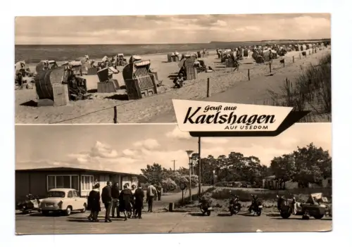 Ak Gruß aus Karlshagen auf Usedom 1968 Strand Trabant Motorräder