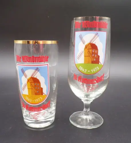 Altes Bierglas Windmühle Kottmarsdorf 2 Gläser DDR Biertulpe Vintage