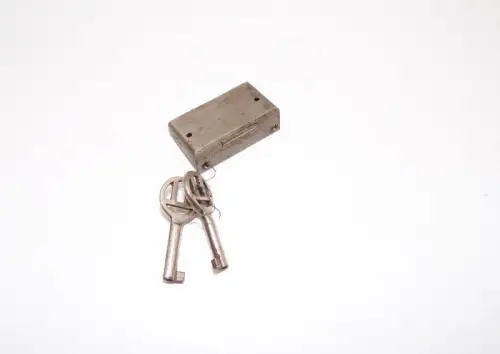 Schloss für Truhe Schatulle Klein mit 2 Schlüsseln Antik 