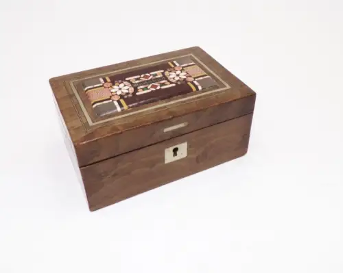 Alte Andenken Box Karlsbad Böhmen um 1900 Mosaik Schatulle