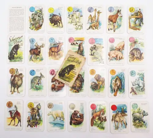 Schwarzer Peter Kartenspiel Tiere aus aller Welt 1 Teil Richard Hauenstein 1957
