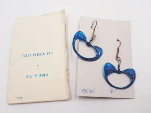 Modeschmuck DDR blau Anhänger Ohrschmuck KG Pirna OVP Retro Vintage