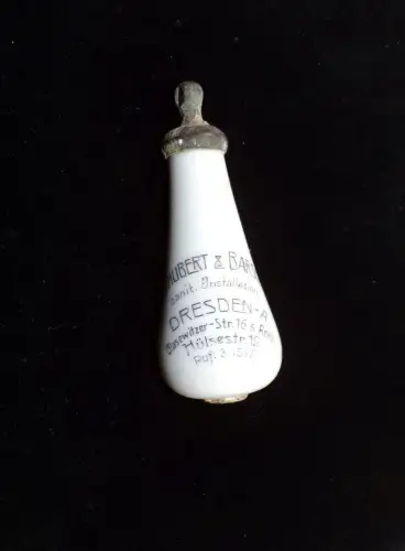 Alter WC Griff mit Reklame Schubert und Barsch Dresden um 1910 Klosett Porzellan