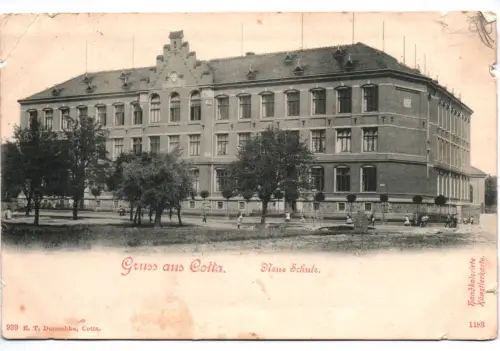 Litho Ak Gruss aus Cotta Dresden Neue Schule 1925