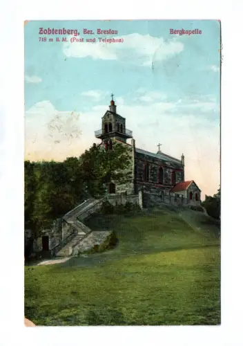 Künstler Ak Zobtenberg Bezirk Breslau Bergkapelle 1913