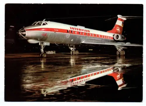 Foto Ak Flugzeug Interflug TU134 Turbinenluftstrahlverkehrsflugzeug