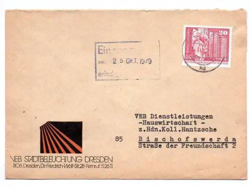 Brief VEB Stadtbeleuchtung Dresden 1979 DDR