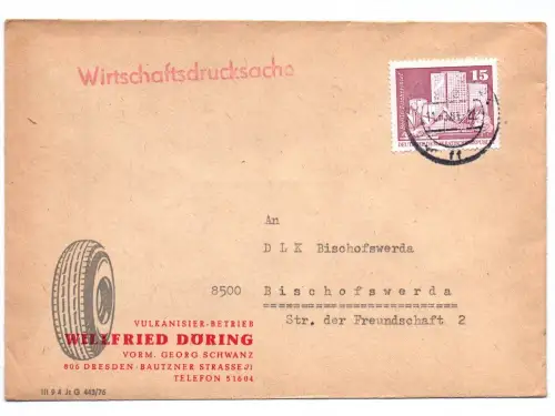 Wirtschaftsdrucksache Vulkanisier Betrieb 1951 DDR Dresden