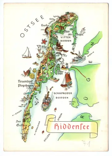 Künstler Ak Ostsee Hiddensee Orte 1970 Mecklenburg Vorpommern