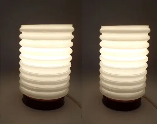 Nachttischlampen 2 Stück Rund Rot Weiß DDR Vintage Tischleuchte