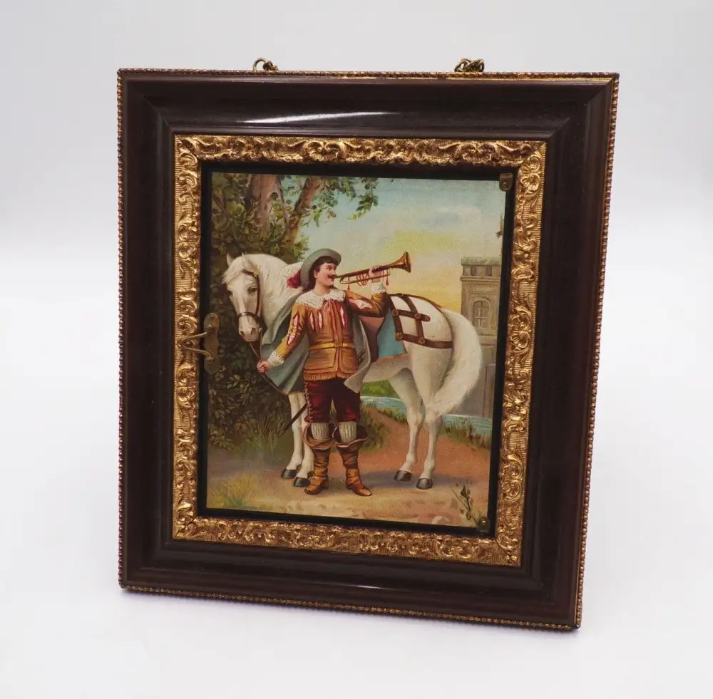 Altes Spiegel Bild Stehrahmen Kitsch Antik Nachttisch Frisiertisch  1