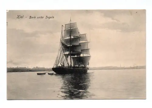Ak Kiel Bark unter Segeln Feldpost 1916 Segelschiff