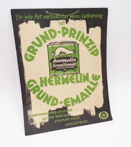 Altes Pappschild Hermelin Grund Emaille Reklame Sammler um 1930