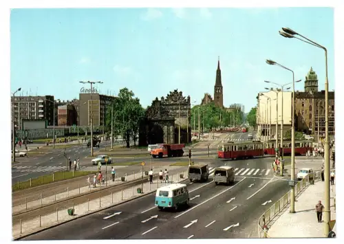 Foto Ak Szczecin 1976 Stettin Wielka-Straße zum Hafentor Brama Portowa