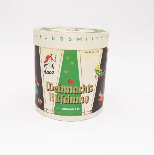 Alte Dose Konsum Cottbus Weihnachtsmischung Schokolade um 1960 Pappdose