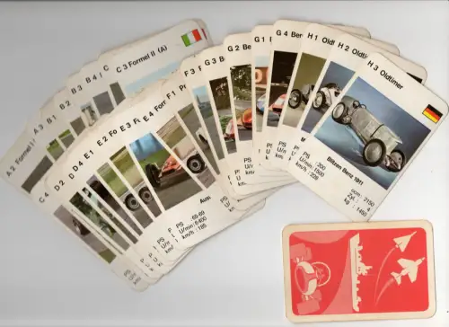 Altes Auto Quartett Oldtimer Rennwagen Formel Kartenspiel vintage Sammler