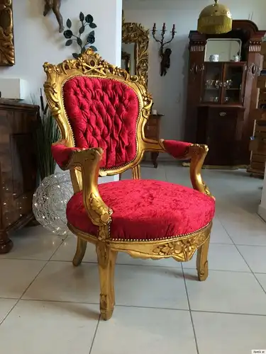 Prächtiger goldener Fauteuil Stuhl Königssessel Prunksessel Barock A1132