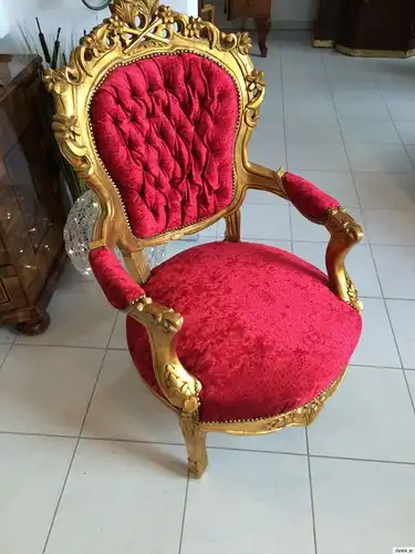 Prächtiger goldener Fauteuil Stuhl Königssessel Prunksessel Barock A1132