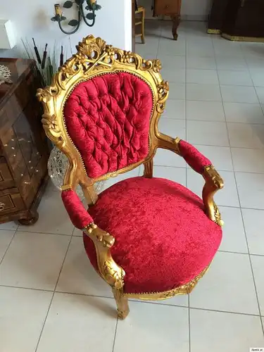 Prächtiger goldener Fauteuil Stuhl Königssessel Prunksessel Barock A1132