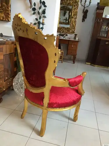 Prächtiger goldener Fauteuil Stuhl Königssessel Prunksessel Barock A1132