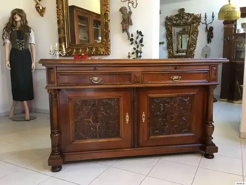 Große originale Gründerzeit  Anrichte Theke Buffet Sideboard Marmorplatte A1478