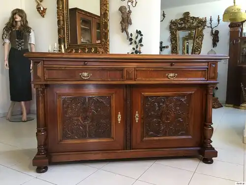 Große originale Gründerzeit  Anrichte Theke Buffet Sideboard Marmorplatte A1478