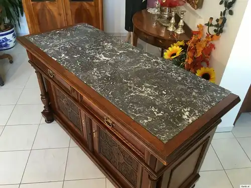 Große originale Gründerzeit  Anrichte Theke Buffet Sideboard Marmorplatte A1478